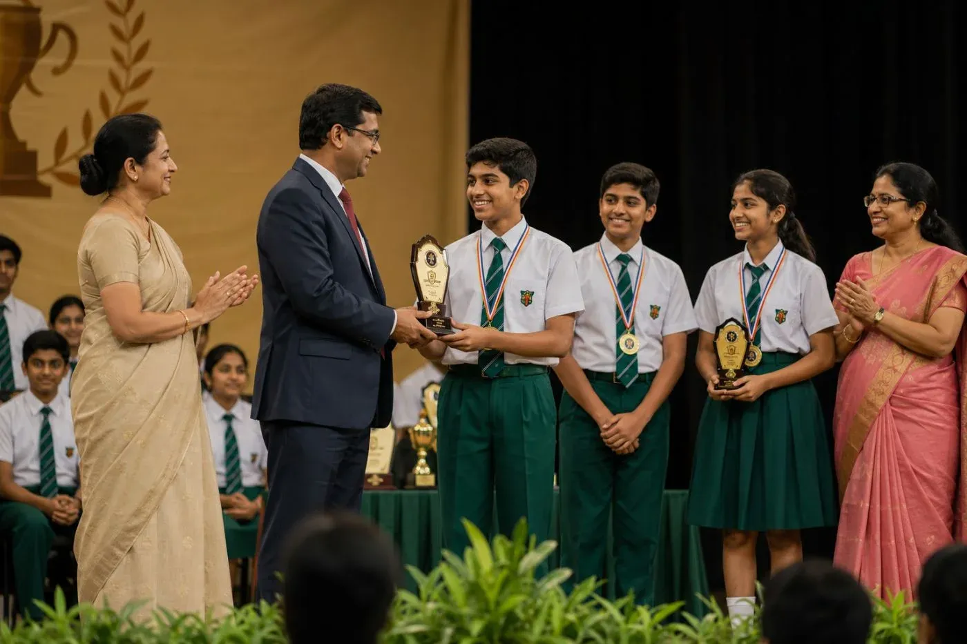 Students celebrating an award