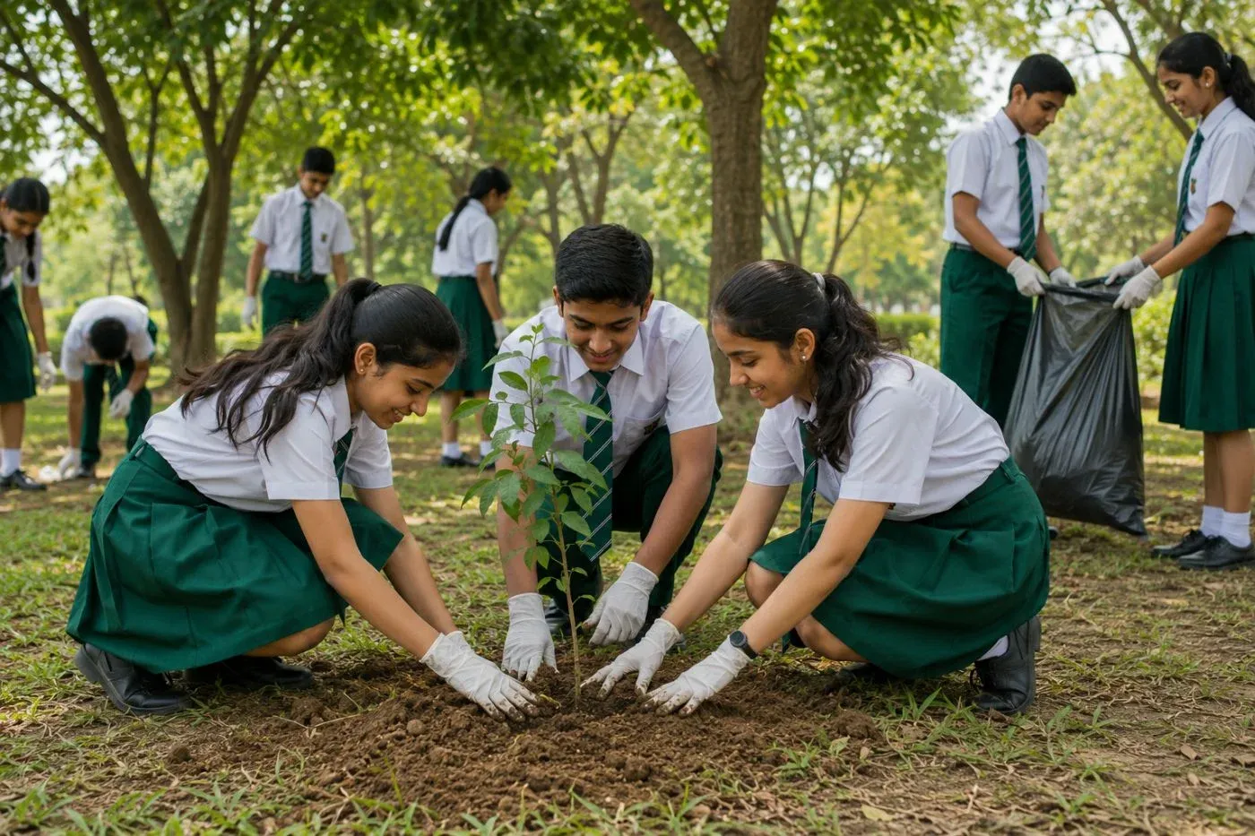 Students taking part in community service