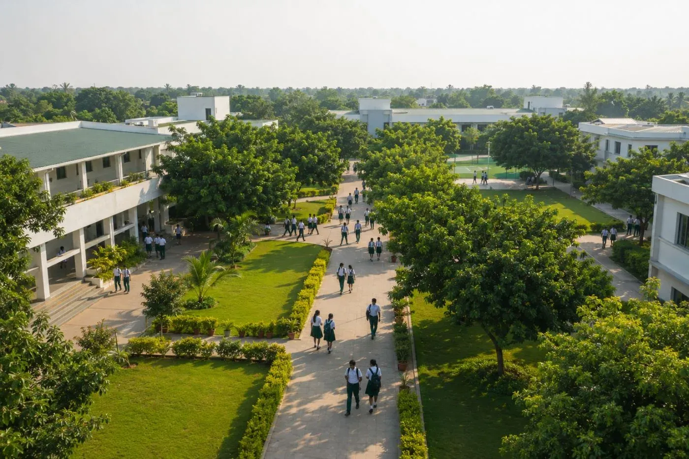 The green campus grounds