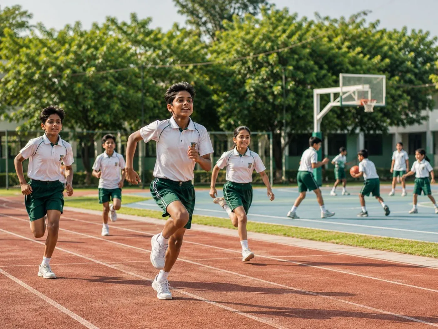 Students playing on the sports ground